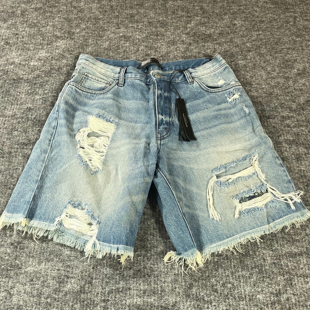 Dead Than Cool Shorts Mens 34 Blue Denim Distressed Cut Off Grunge Hip Hop New